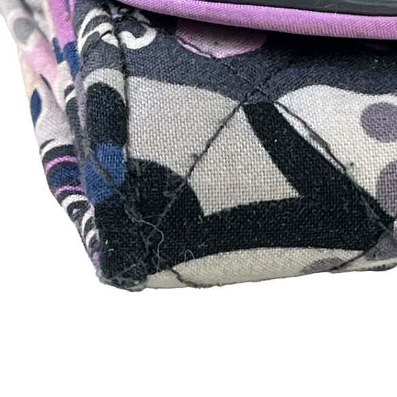 Vera Bradley Navy Purple Womens Quilted Floral Wallet Wristlet Coin Purse Bag - Picture 12 of 16